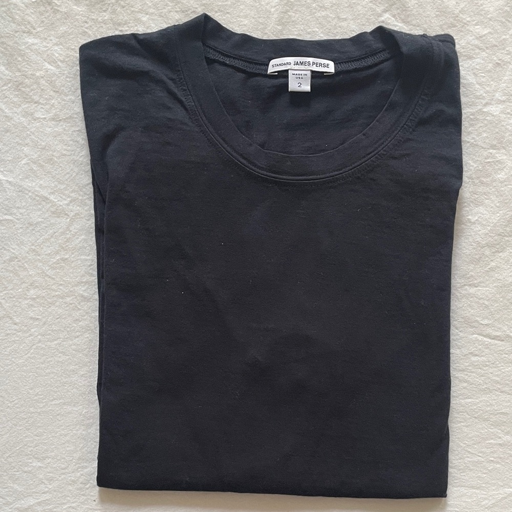 James Perse Standard Long Sleeve Black Tee